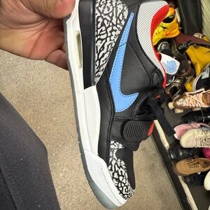 Jordan Kids Black and Blue Sneakers with Red Accents